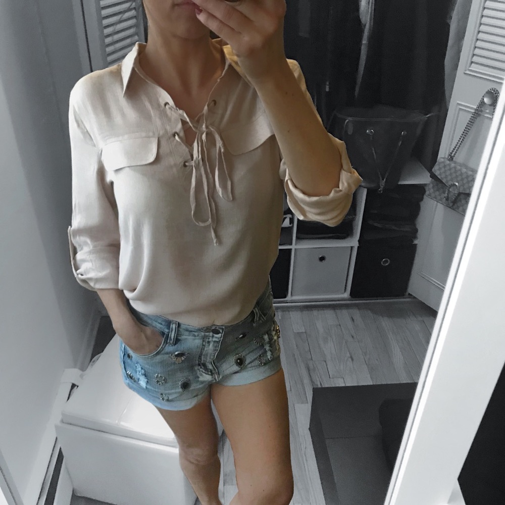 LAST 2✨Taupe Beige Bottom Line Top